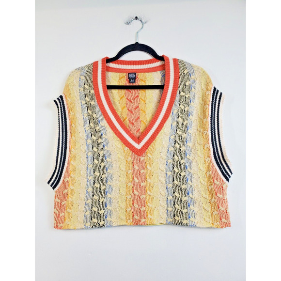 BDG Womens Small Sweater Vest CROPPED Knit V-Neck Cotton Oversized Grunge - Picture 10 of 10